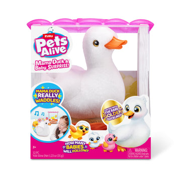 Pets Alive Mama Duck Surprise By Zuru, 4 Surprise Eggs, Baby Ducklings, 10+ Sounds, Walking Toy, Interactive Girls Toy, Ages 3+