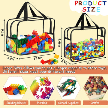 6 Packs Large Toy Storage Bags With Labels, Reusable Clear Pvc Board Game Storage, Travel Waterproof Organizer Bags With Zipper