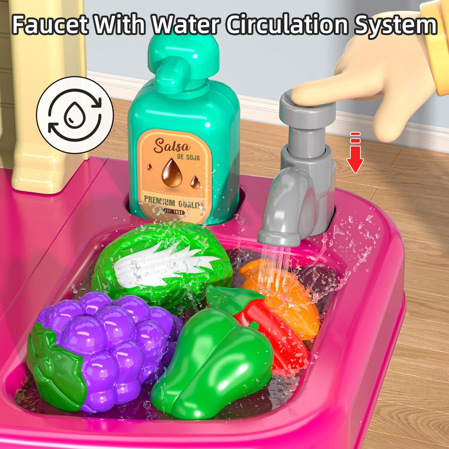 MSKOLER Pretend Play Kitchen Toy for Girls Age 3 4 5 6 7 8 - Toy Kitchen Accessories Food Toy for 3 4 5 6 Years Old Girls, Cutti