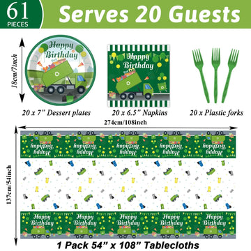Gisgfim Garbage Truck Birthday Party Supplies Trash Trucks Birthday Party Tableware Includes Party Plates Napkins Fork And Garba
