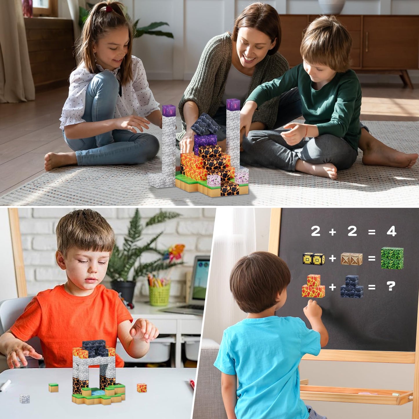 shozaar Magnetic Blocks-120 PCS Large Magnetic Building Blocks Toy for Age 3+ STEM Montessori Sensory Toys for Kids Boys Girls 3 4 5 6 7 8 9 10 Kid's Gift for Birthday Easter Halloween