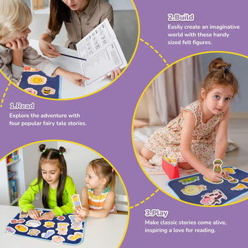 CHEFAN 12 Pack Felt Board Stories Set,Nursery Rhymes Flannel Board Stories with a Foldable Board for Preschool Activities,Includ