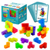 Coskehan Magnetic Building Blocks, Stem Magic Magnetic 3D Puzzle Cubes, 7 Pcs Preschool Multi Shapes Magnetic Toys With 54 Cards