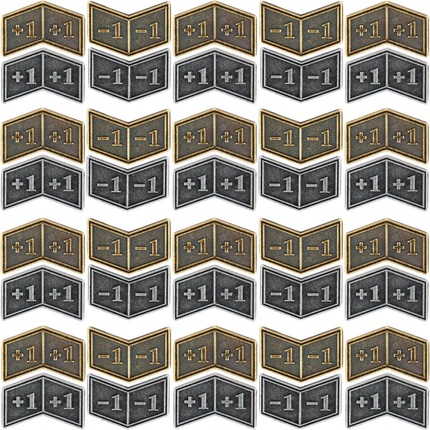 40 Pcs Antique Metal Buff Counter Tokens With Velvet Bag Magic The Gathering Token Creature Stats Or Loyalty Counters For Mtg Ccg Card Gaming Accessories, Black&Bronze