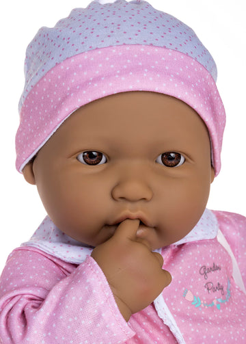 JC Toys La Baby 20" Hispanic Soft Body Doll - Washable, Pink & White, Includes Hat, Pacifier & Magic Bottle, Model 15348