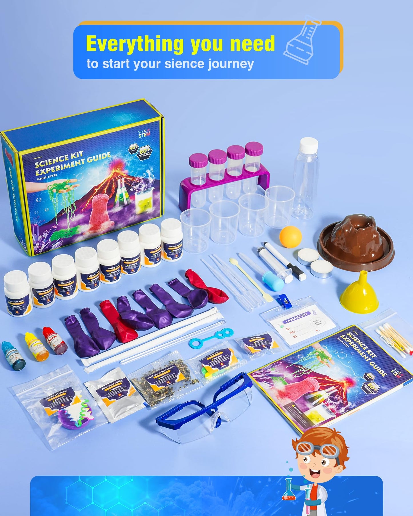 80+ Science Experiment Kit For Kids Ages 5-6-7-8, Birthday Gift Ideas For 4+ Year Old Kid, Stem Learning & Educational Toys, Fir