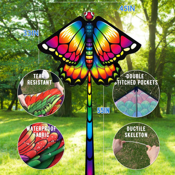 Fantocemea Dragonflies Kite For Kids & Adults, Extremely Easy To Fly In Low Wind Speed, Beginners Kids Kite For Family Outdoor G
