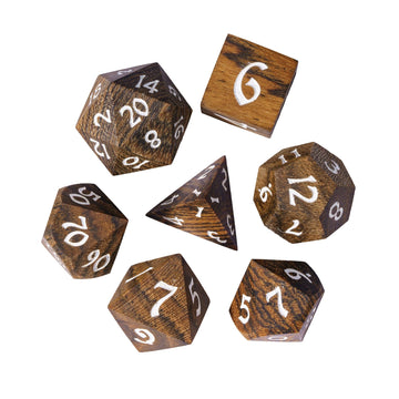 Hddais Wood Dnd Dice, 7Pcs Polyhedral Dice Set With Iron Box, Rpg D&D Dice Made With Wood For Dungeons And Dragons Role Playing