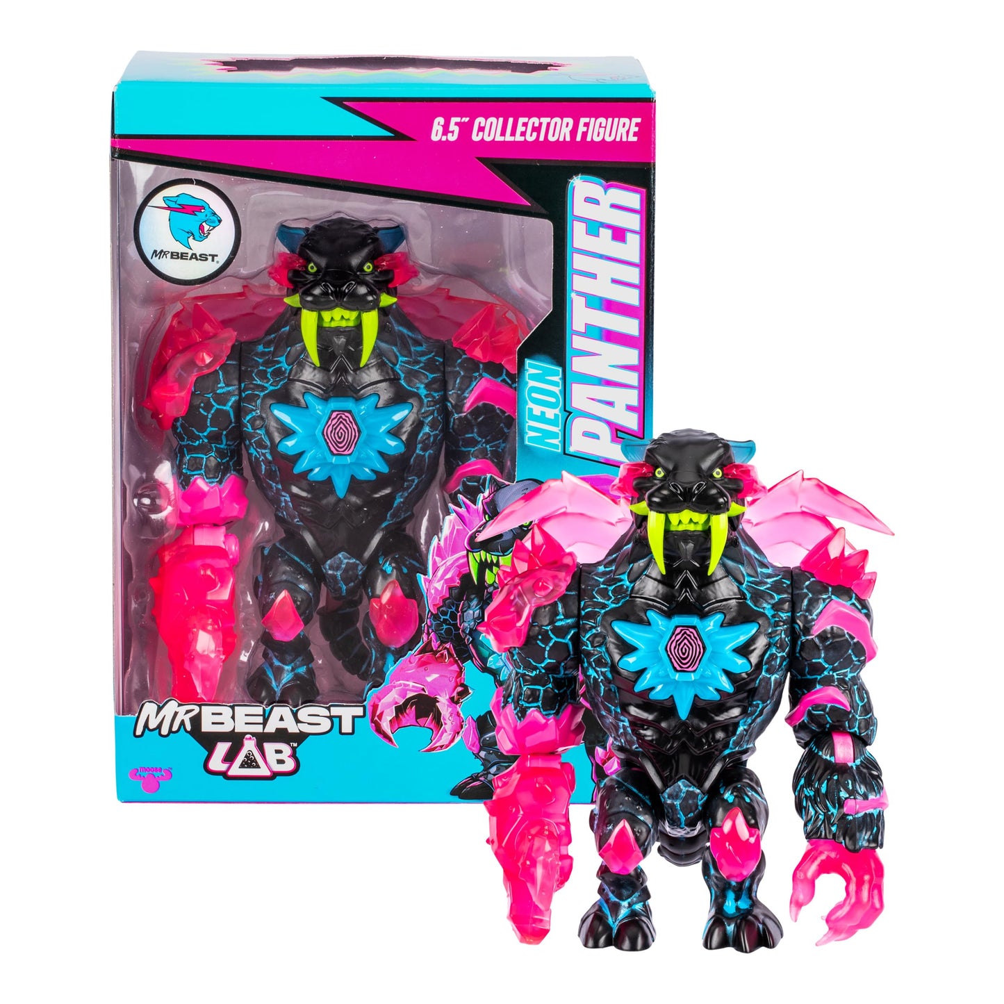 MrBeast Lab Apex Beast Neon Panther Collector Figure, Standing at 6.5 Inches/16.5cm Tall, with Extreme Detailing, Premium Packag