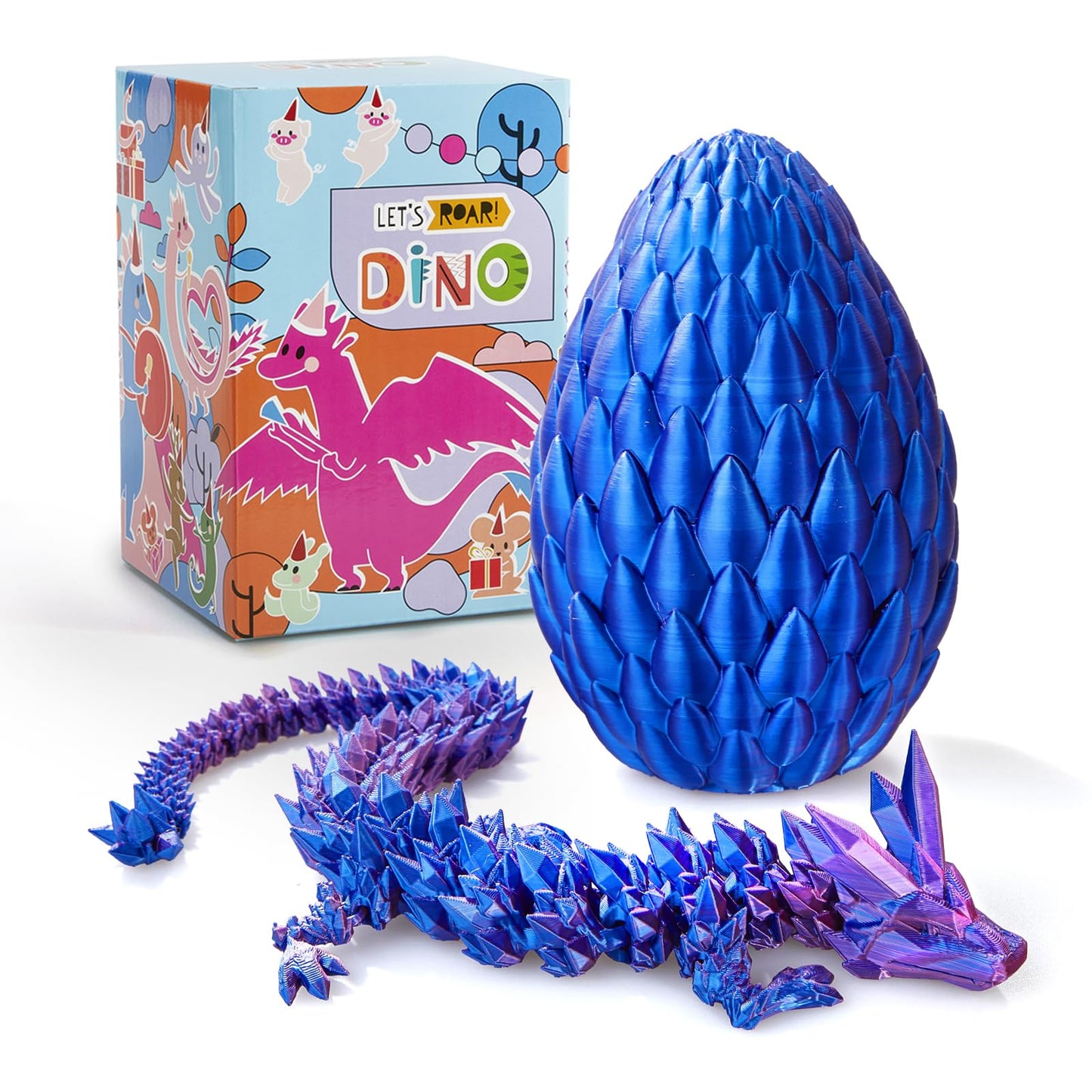 3D Printed Dragon,Dragon Eggs With Dragon Inside,Dragon Egg Toy,12'' Full Articulated Crystal 3D Dragon For Children'S Day Gift