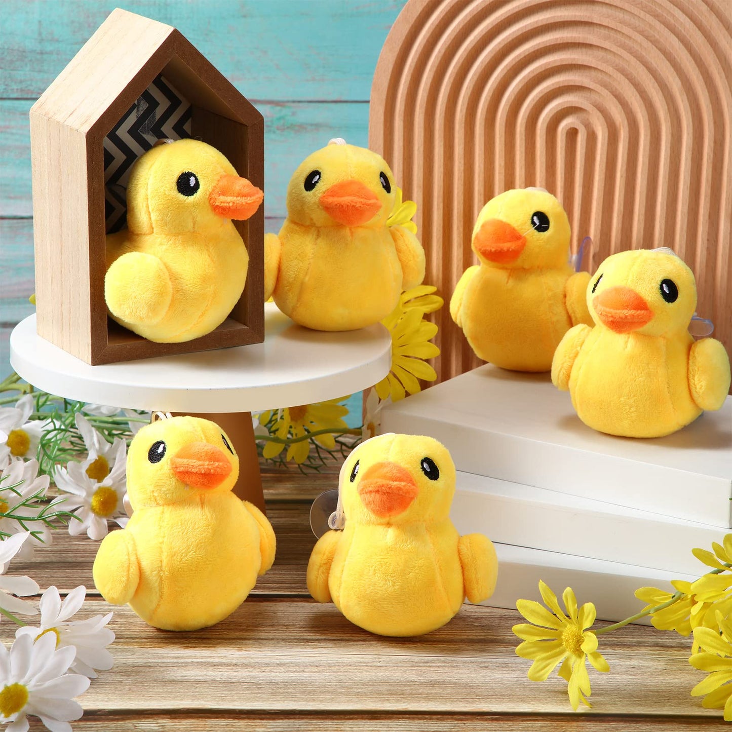 Skylety 12 Pieces Stuffed Duck Plush Yellow Stuffed Animal 4 Inches Plush Soft Toy Small Duck Playset For Boys And Girls Room So
