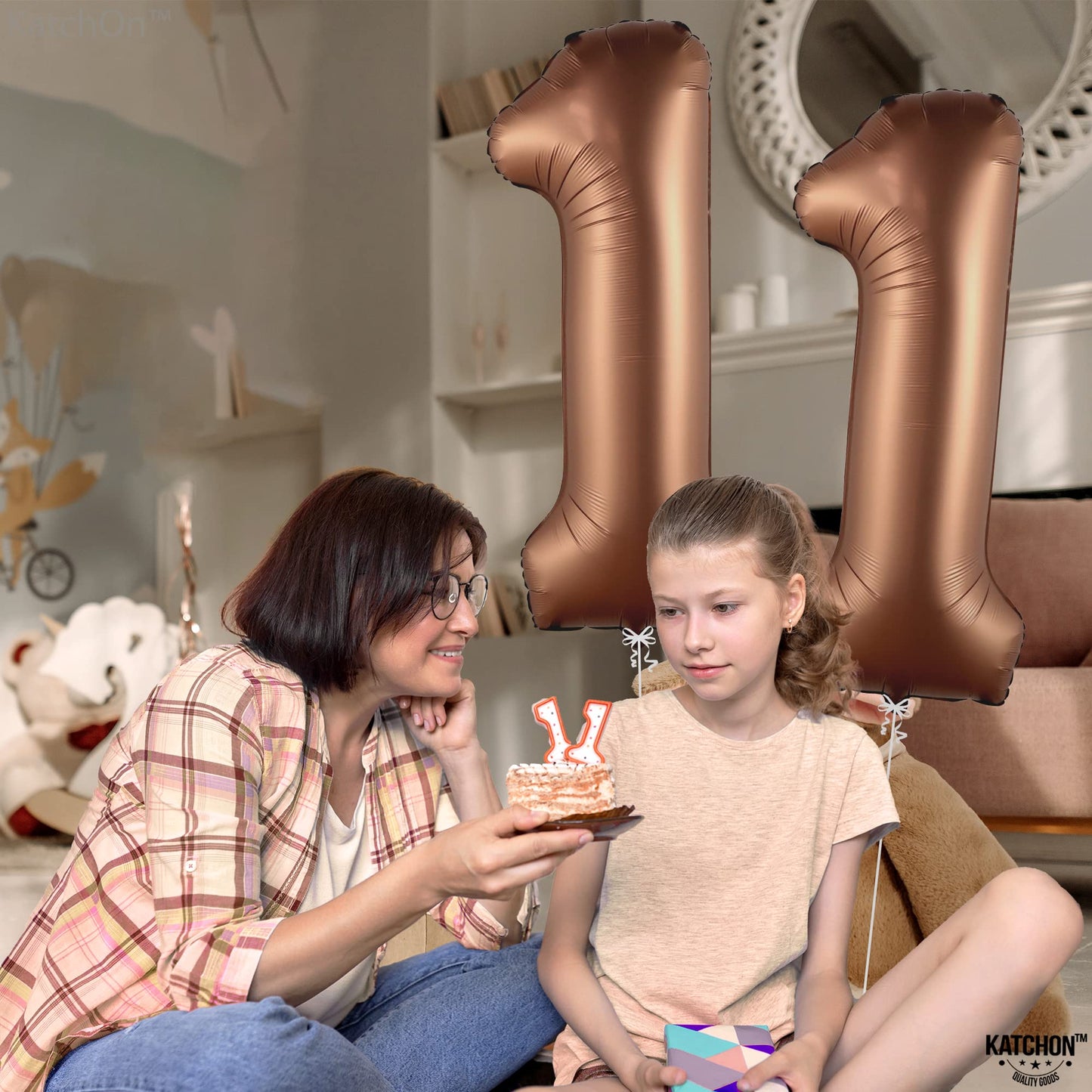 Katchon, Huge Coffee Brown 11 Balloons Number - 40 Inch, Brown Number Balloons 11 | Coffee Birthday Decorations For Boy | Brown Party Supplies | 11 Balloons Number For 11Th Birthday Party Decorations