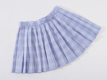 Beautifulfashionlife Women`S Pleated Over Knee Short Skirts (L,Blue Mixed White)