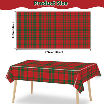 3 Pieces Christmas Tablecloth Buffalo Checkered Plaid Party Tablecover Red And Green Plastic Table Cloths Rectangle Xmas Theme P