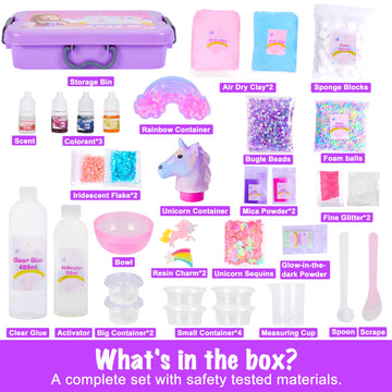 Slime Kit For Girls, Unicorn Slime Kit,Fluffy Slime Making Kit, Diy Slime Making Kits, Kids Slime Creation Kit And Super Birthda