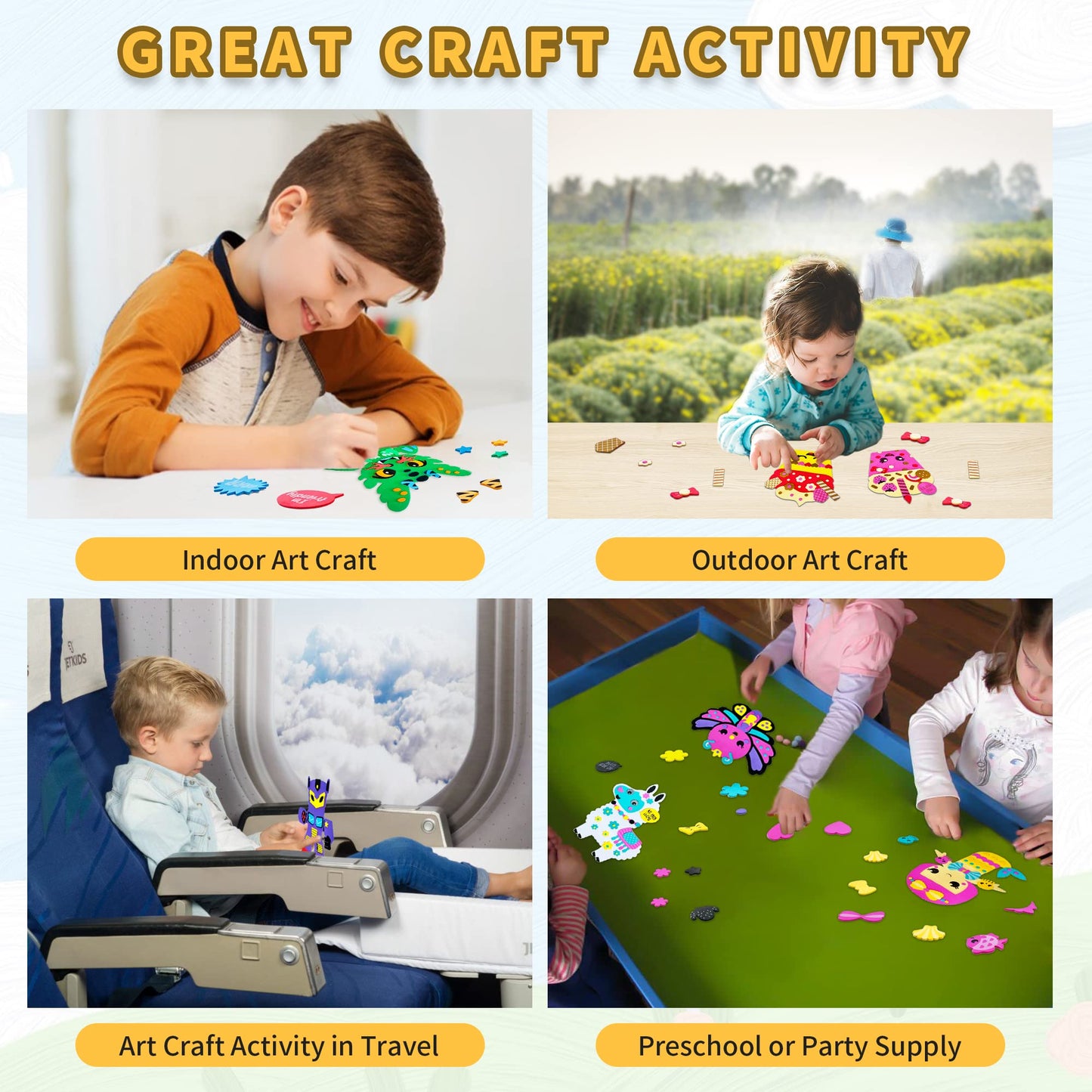 Vkpi 4 Pieces Eva Foam Art Crafts Gift Kit, Creative Make Your Own Cars, Cartoon Foam Paper Craft Projects For Kids Ages 4+ Todd