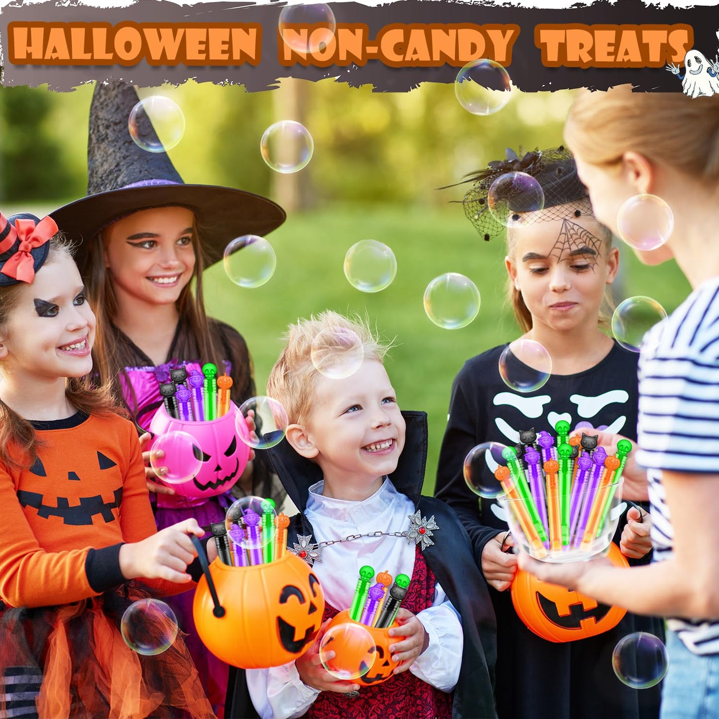 Halloween Party Favors Bulk For Kids 200 Pcs, Mini Bubble Wands Bulk Toys Gifts For Toddlers, Halloween Treats Basket Goodie Bag