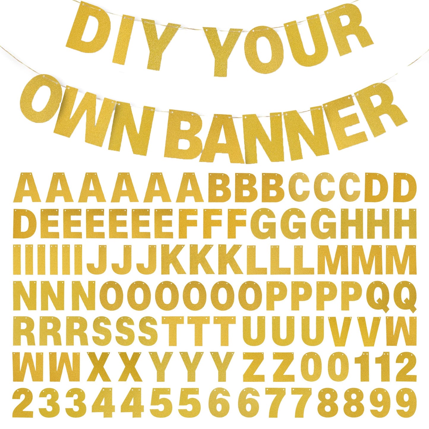 Diy Banner Kit With Letters Glitter Banner Letters Gold Customizable Birthday Banners Graduation Banner Custom Party Hanging Banner For Graduation Wedding Party Baby Shower Decoration (Gold)