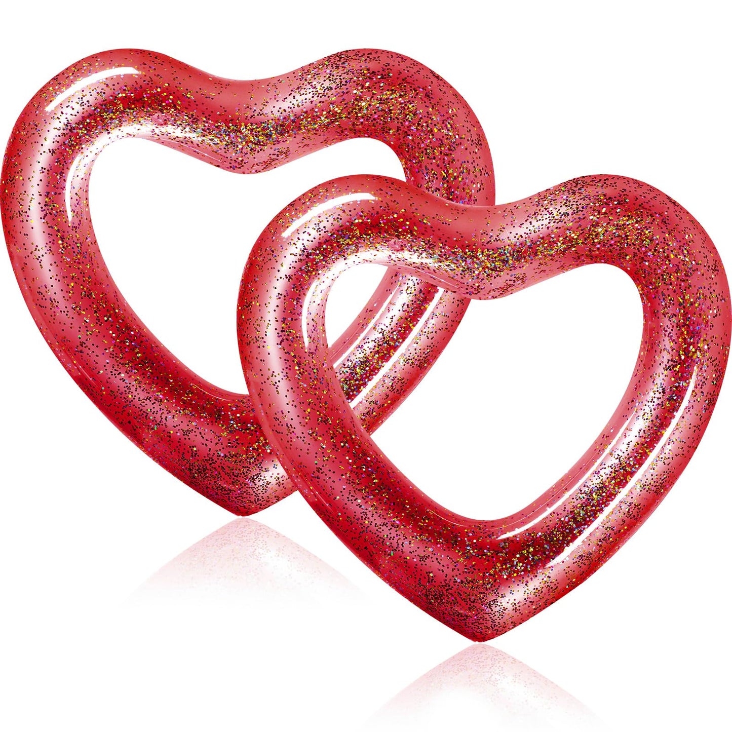 2 Pcs Heart Pool Floats Inflatable Swim Rings, 47.3 x 39.4 Inch Bachelorette Floaties Heart Shaped Swimming Loungers Tube for Ad