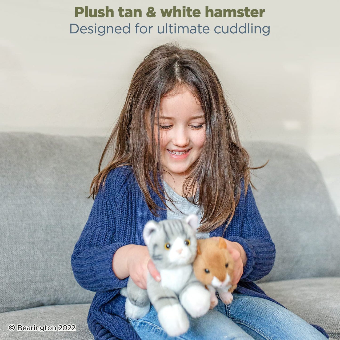 Bearington Collection 6" Plush Hamster Toy - Realistic Soft Fur, Machine Washable, Cuddly Gift for Kids and Animal Lovers