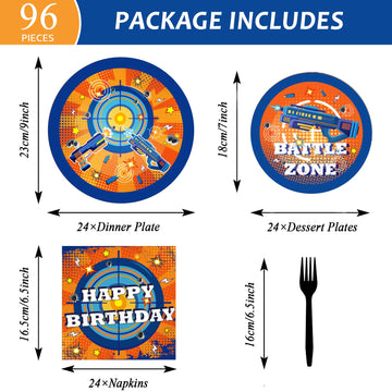 96 Pcs Dart War Party Plates And Napkins Party Supplies Dart War Themed Party Tableware Set Blue And Orange Party Decorations Fa