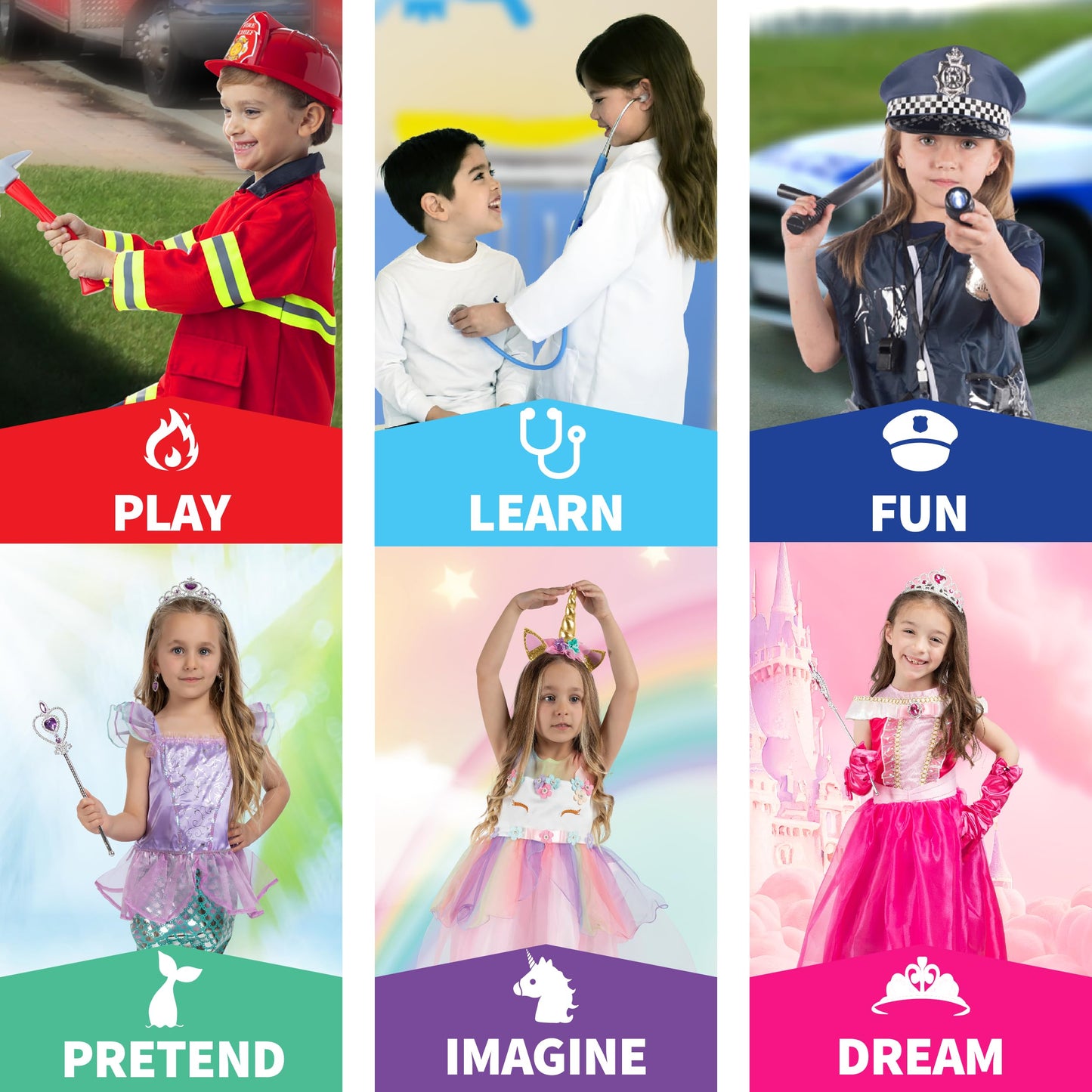 Born Toys Dress Up Clothes for Kids, Multi-color, Cotton, Ages 3-7, Model 683950487680