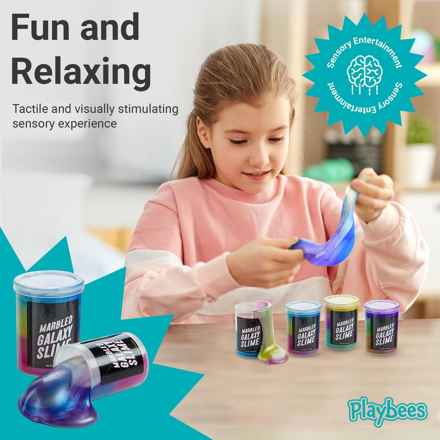 Playbees Galaxy Slime 6 Pack Marbled Slime Gooey Unicorn Fidget Kit Party Favors Safe For Girls Boys Stretchy & Non-Sticky Super