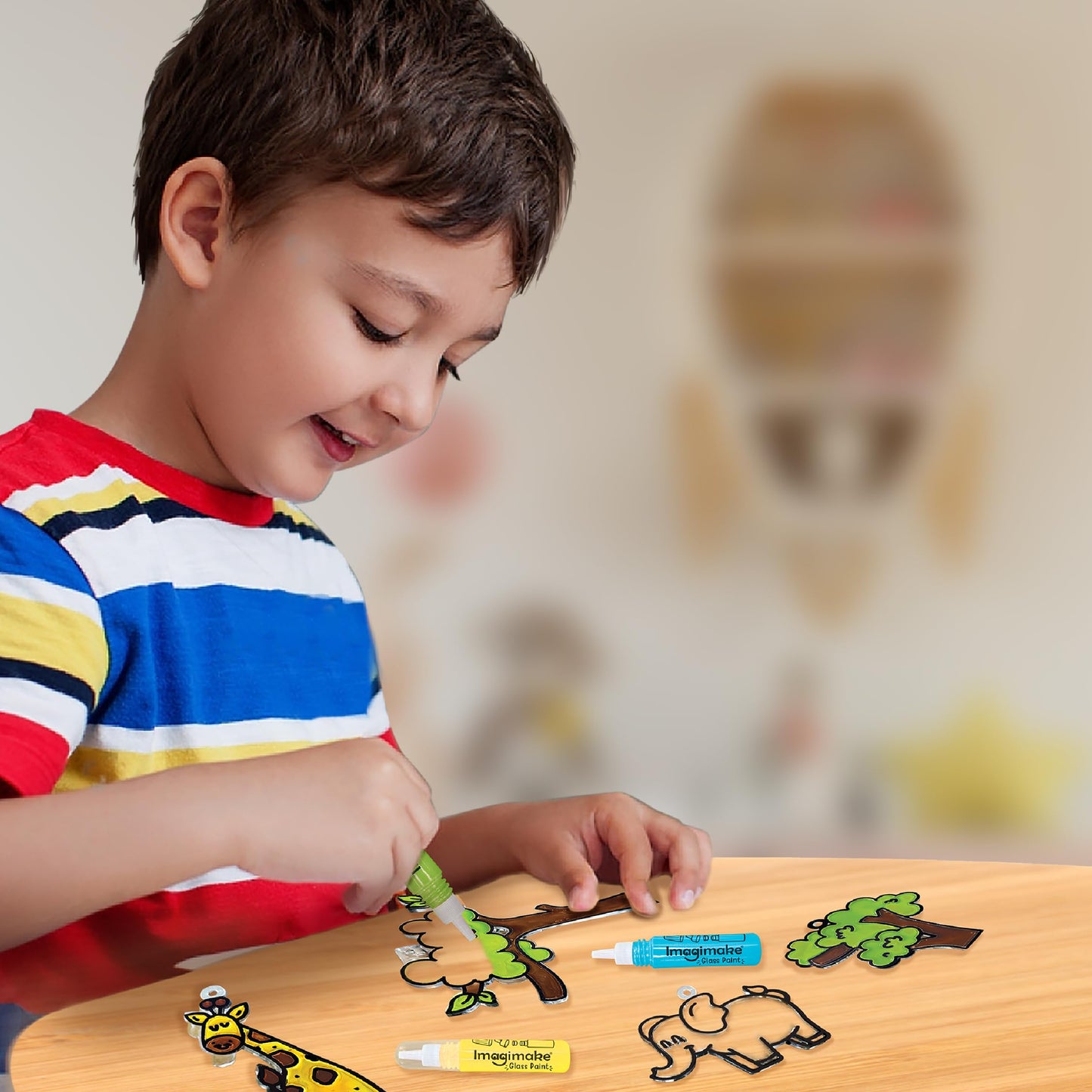 Imagimake Window Art Jungle Suncatcher Kit | Kids Crafts Supplies | Girls Toys Age 6-8 | Arts And Crafts For Kids Ages 8-12 | Creative Fun Craft Kit | Easter Gifts For Kids | Easter Toys
