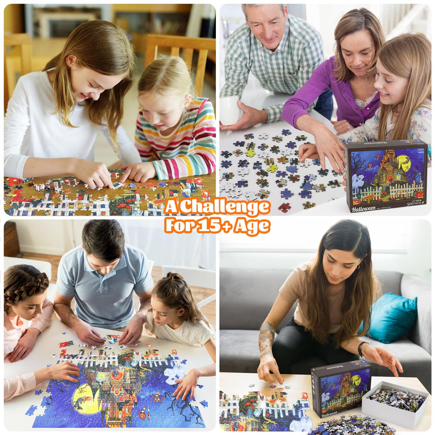 Motiloo Halloween 500 Piece Jigsaw Puzzle For Adults,Halloween Ghost Castle 500 Piece Puzzles Ghost Jack Puzzle 14.5' X 20.4'
