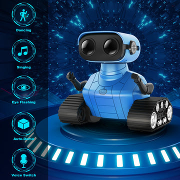 Hamourd Robot Toys for Boys Girls, Rechargeable Remote Control Emo Robots with Auto-Demonstration, Flexible Head & Arms, Dance M