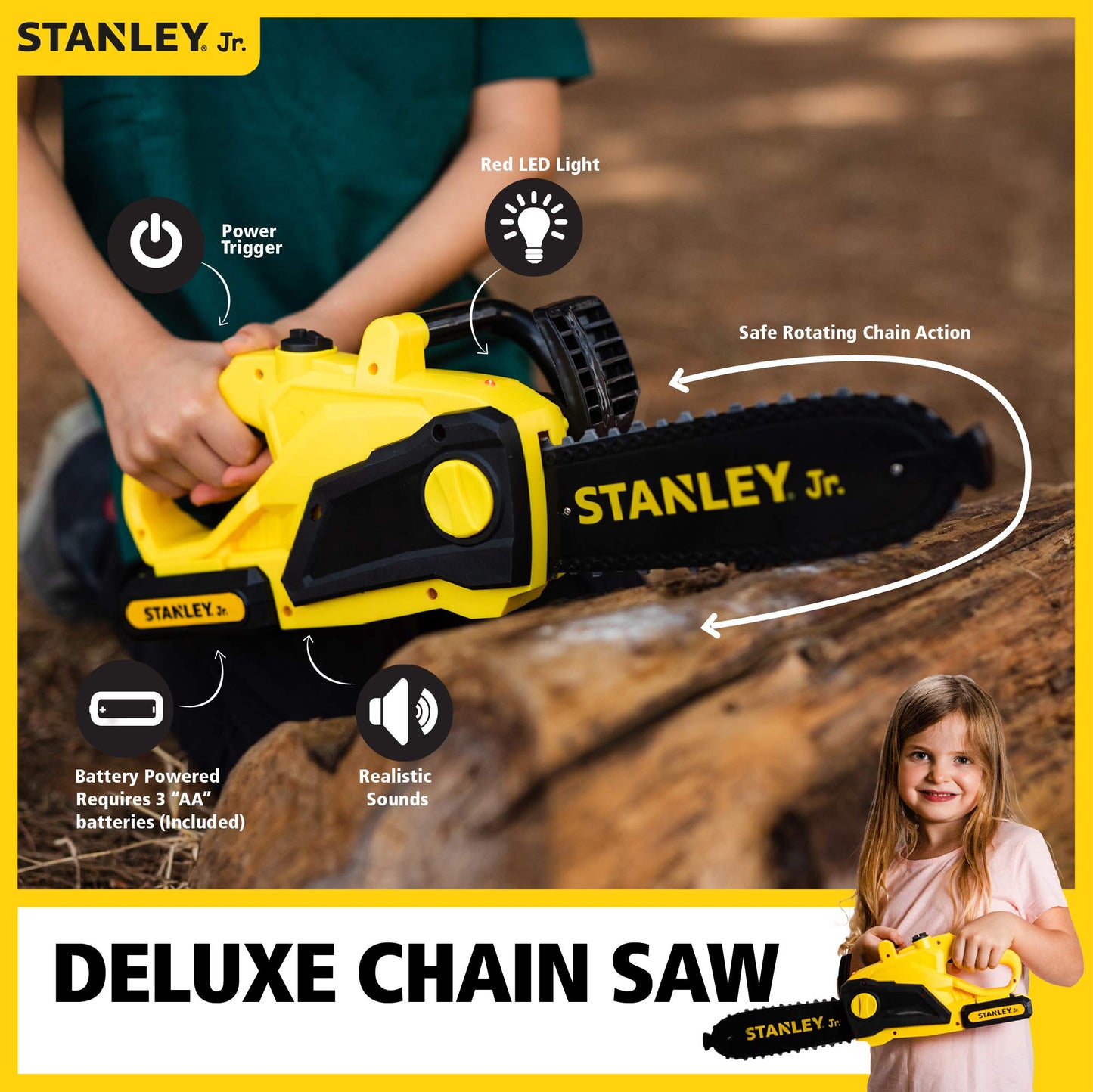Red Toolbox Stanley Jr Battery Operated Delux Chainsaw,Yellow