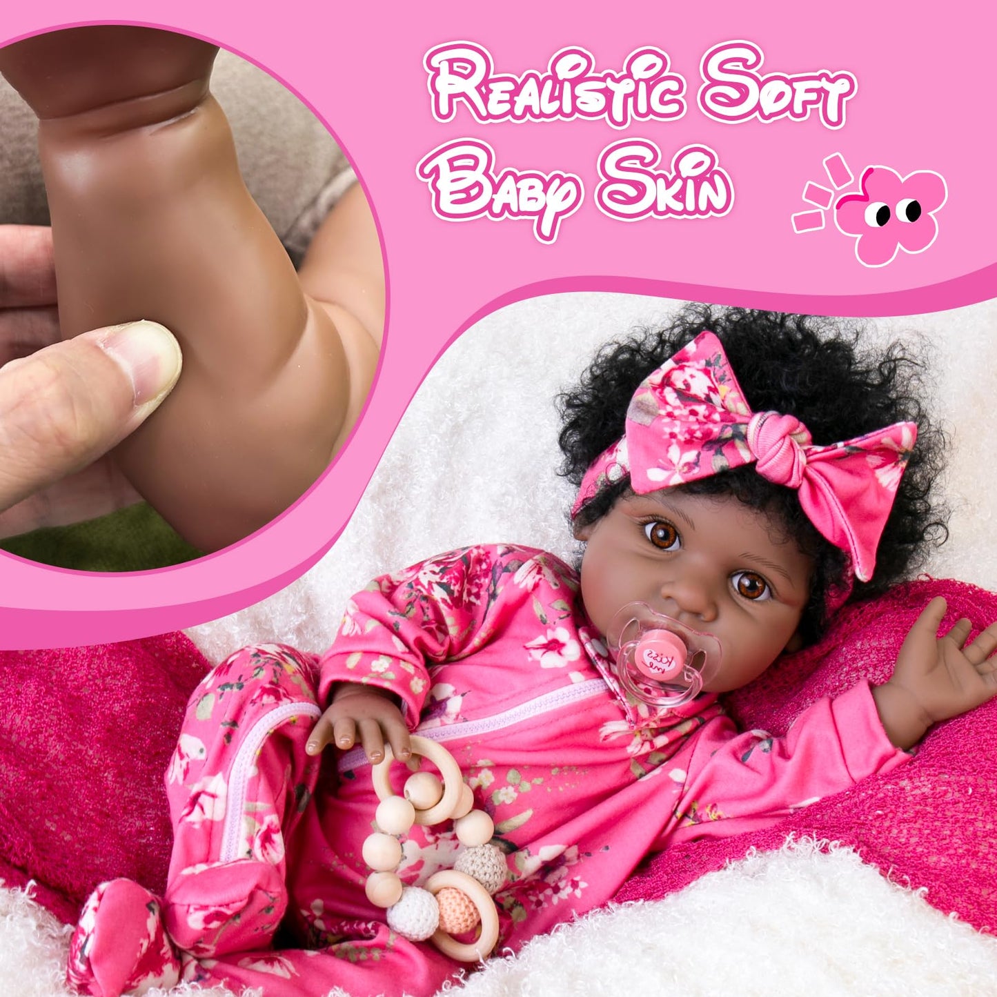 Aori Reborn Baby Girl Dolls Black - 22 Inches Lifelike Black Amercican Doll With Realistic Details, Gift For Kids 3+, Grandparen