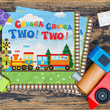 Chugga Chugga Two Two Party Supplies,40Pcs Train Birthday Party Napkins Chuagaa Chugga Two Two Transportation 2Nd Birthday Party
