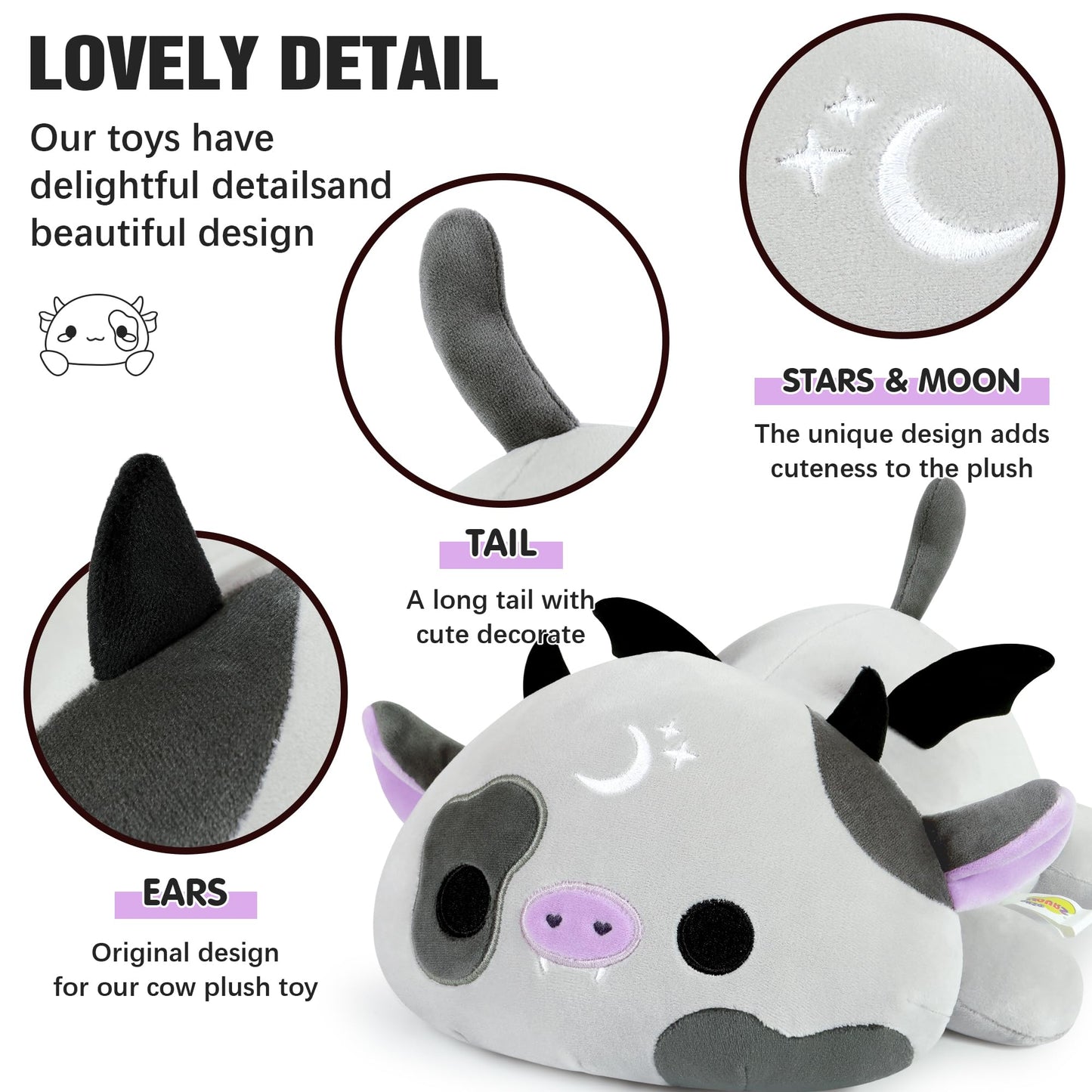 Onsoyours Original Cute Bat Cow Plushie, Soft Stuffed Cow Squishy Plush Animal Toy Cow With Wings Bat Pillow For Kids (Bat Cow,