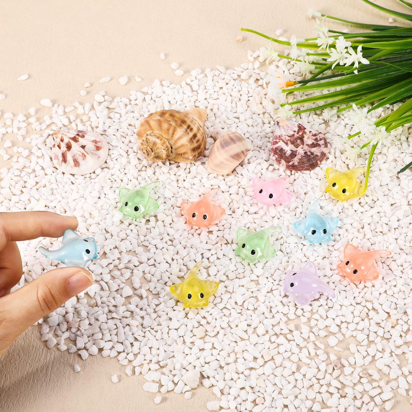 GGSTDDUP 120 PCS Miniature Sting Ray Statues, Mini Sting Ray Fish Cake Decoration, Mini Sting Ray Fish Marine Animal Toy Cake De