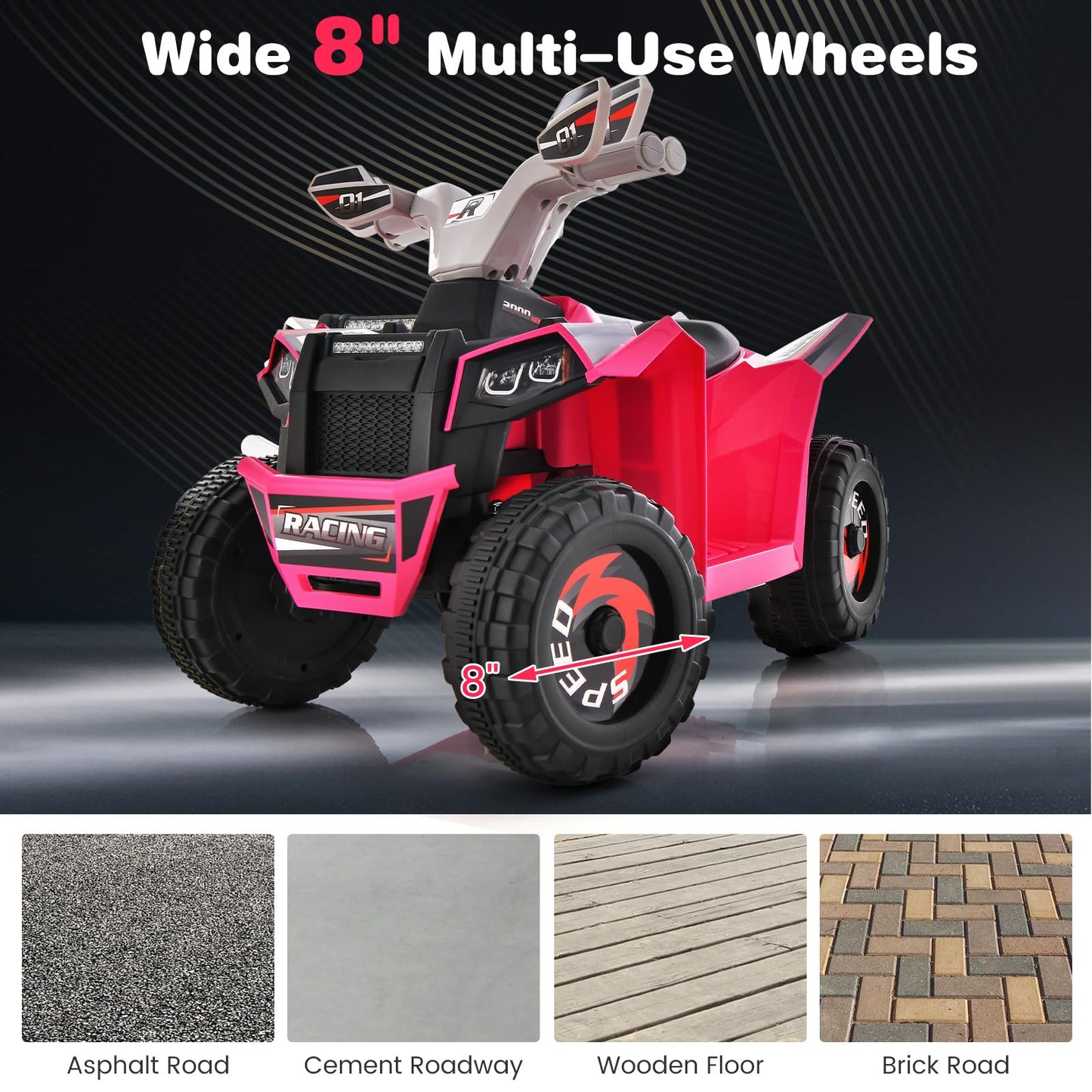Honey Joy Ride On Atv, 6V Battery Powered Toddler Ride On Toy, Electric Vehicle For Kids, Forward/Backward, Foot Pedal, 4 Wheele