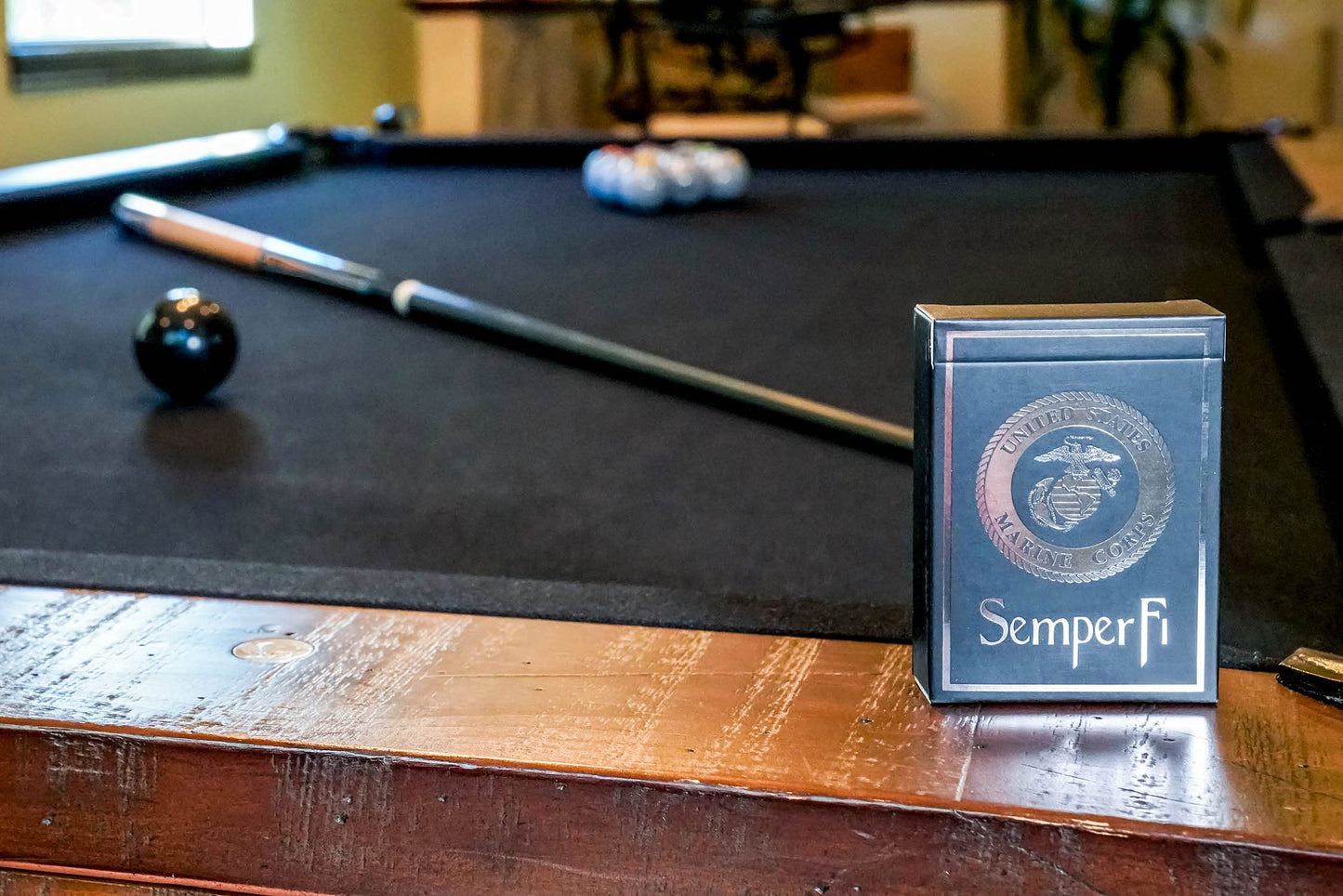 Usmc Black & Silver Foil Metallic Marine Corps Playing Cards