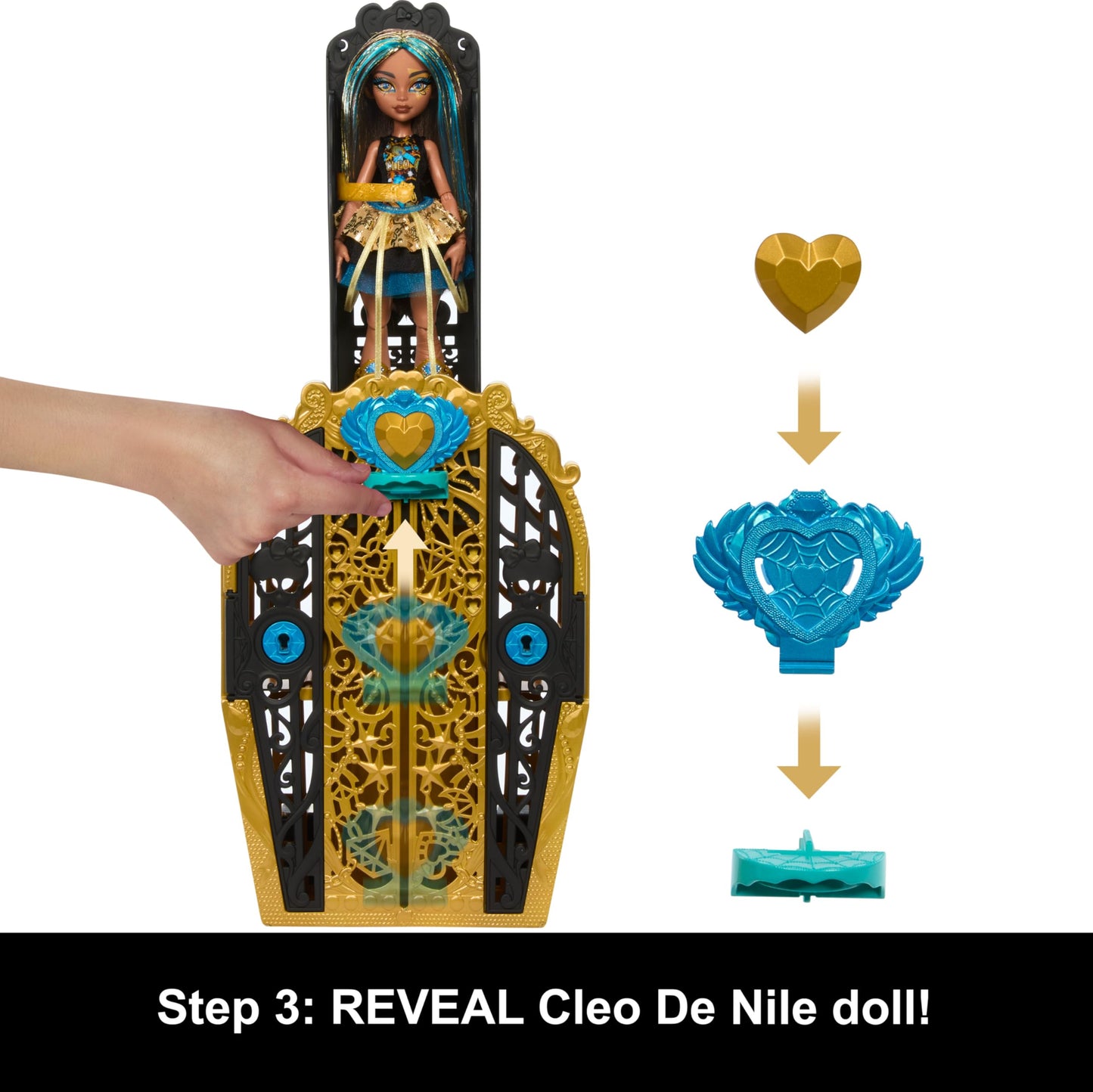 Monster High Skulltimate Secrets Doll Set - Cleo De Nile with Dress-Up Closet, 19+ Surprises, Multicolor, Model HXH86, One Size