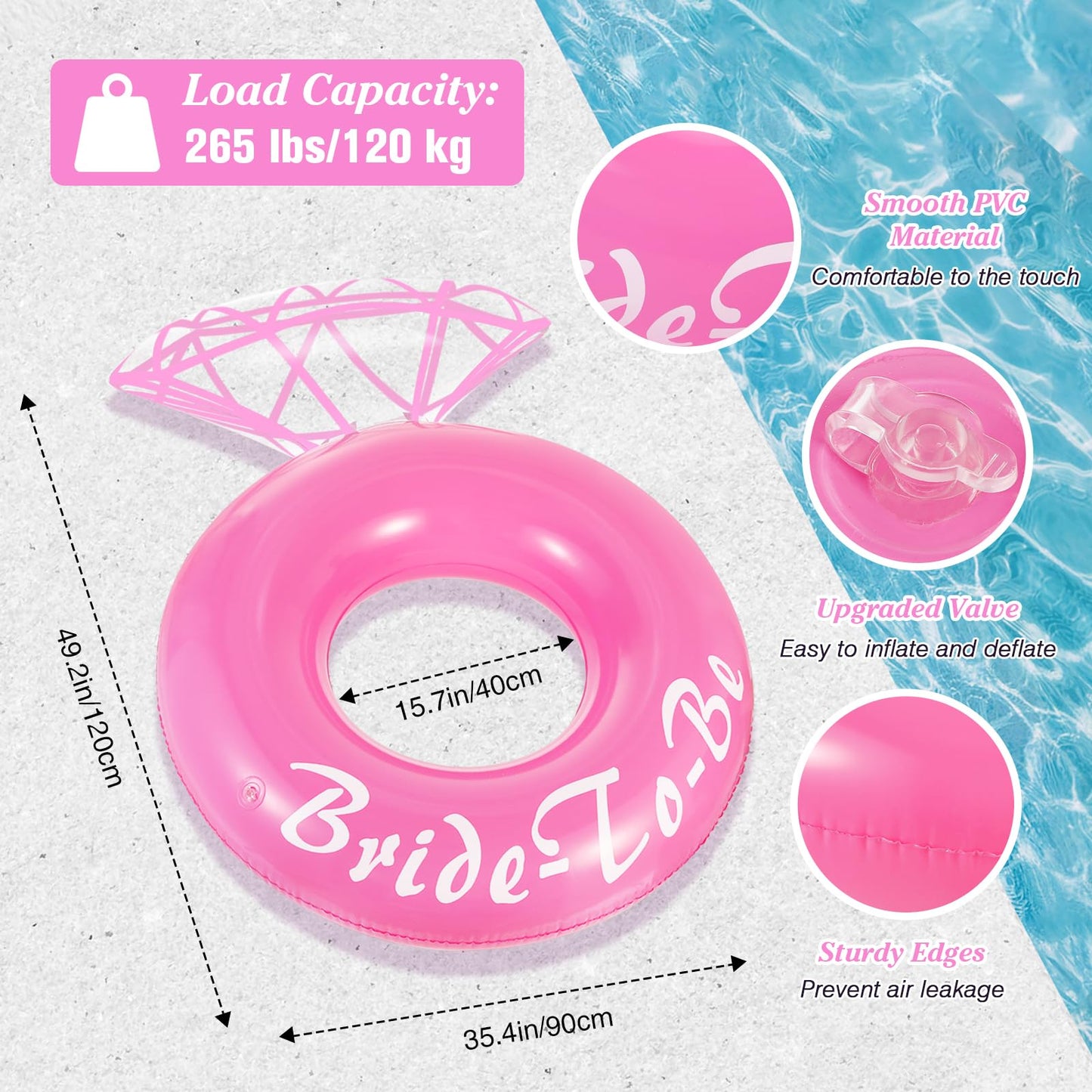 MoKo Diamond Pool Floats Adults, Bachelorette Party Decorations, Romantic Diamond Swim Ring Float for Summer Beach Party, Engage