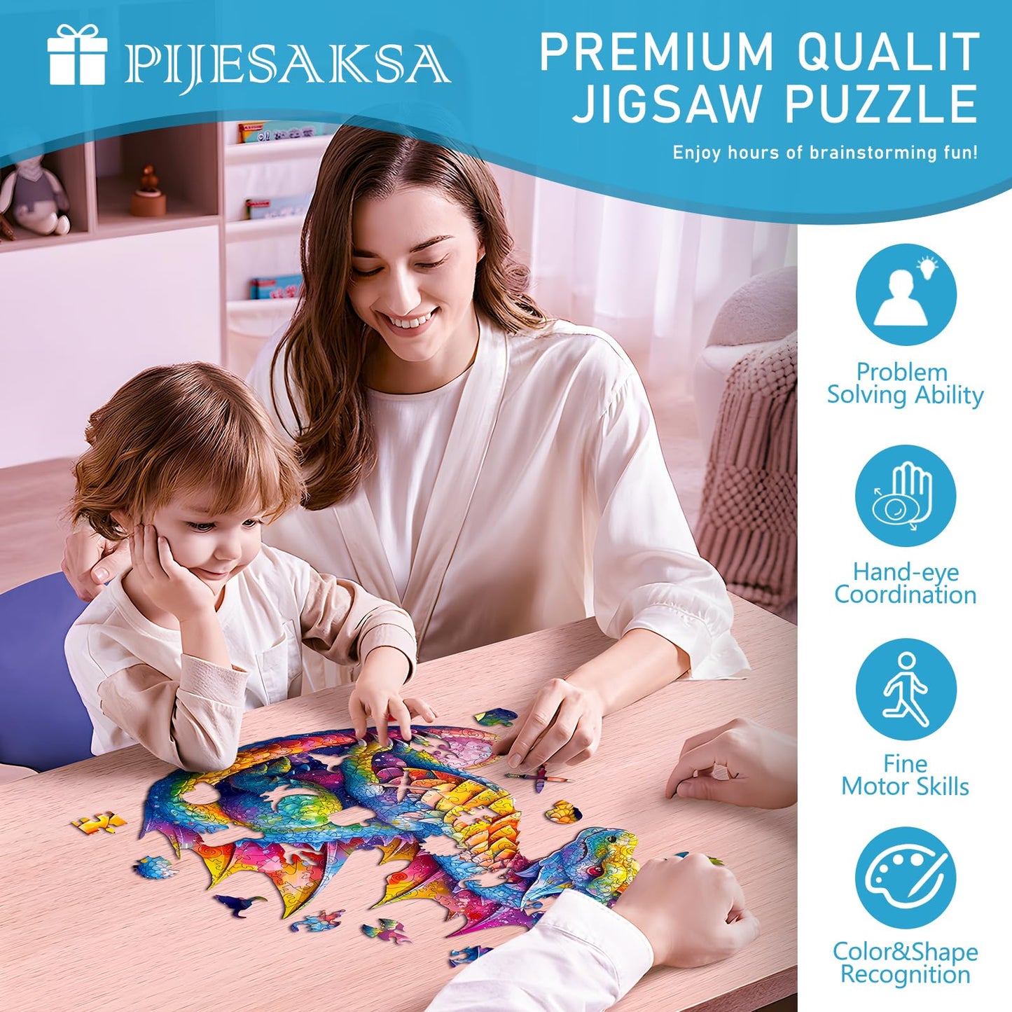 Wooden Puzzles For Adults - Advanced Dragon Wooden Puzzle, Unique Shaped Wooden Jigsaw Puzzles For Adults, Wood Puzzles Adult, P