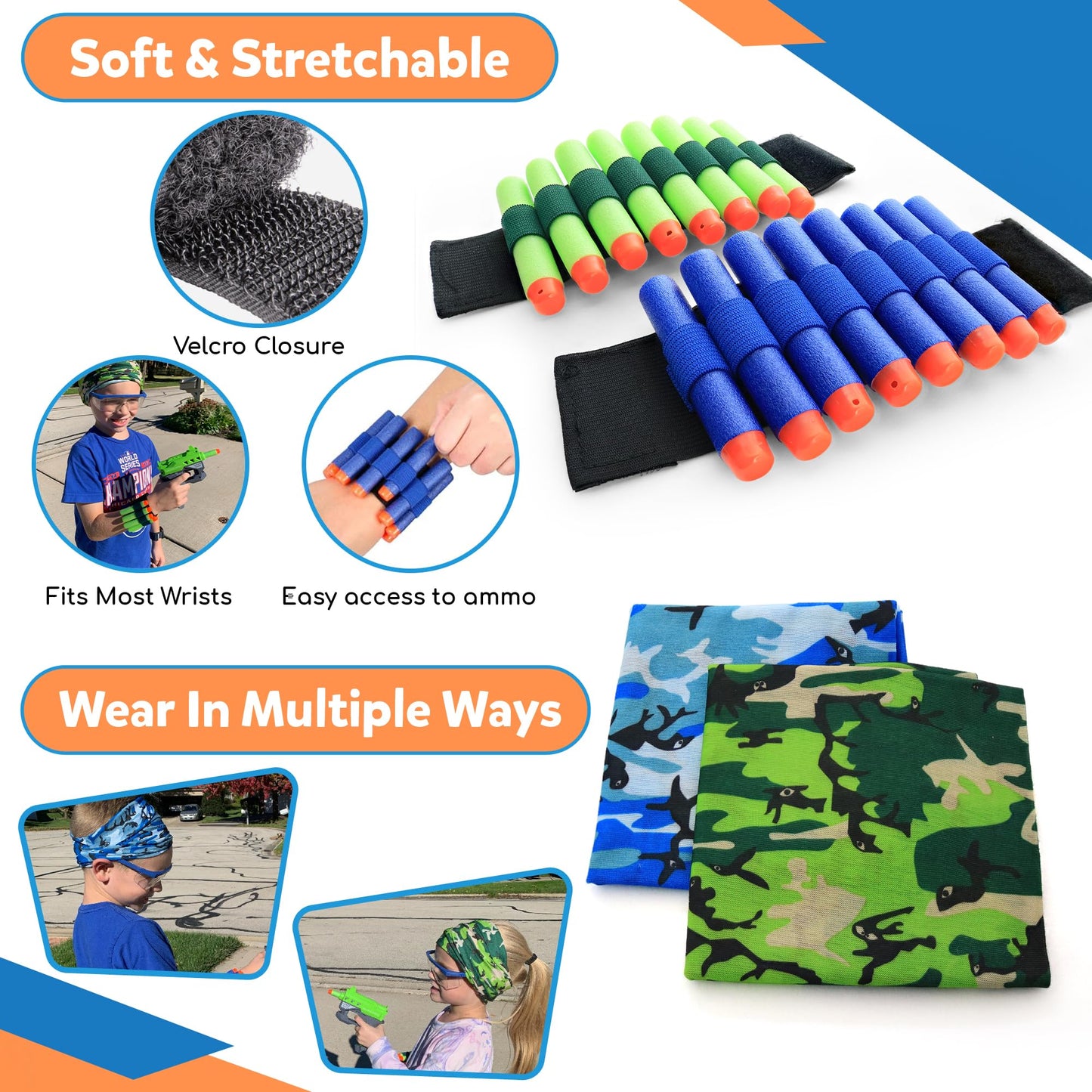 Wishery Accessories For Nerf Party Supplies - 20 Sets. Kids Birthday Favors Bulk Pack With Darts, Glasses, Masks, And Wristbands
