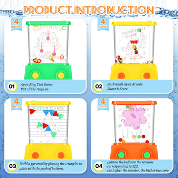 Zhanmai 16Pcs Handheld Water Game Arcade Water Ring Toss Water Tables for Beach Toy Party Favor Fun Game Entertainment, Without