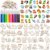 gisgfim 36Pcs Wooden Magnet Painting Craft Kit DIY Wooden Magnets Coloring Arts Crafts for Kids Ages 4-8 8-12 for Birthday Party