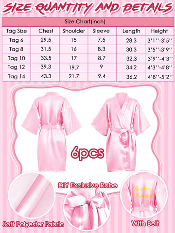 Sintuff 24 Pcs Sleepover Party Supplies For Girls 6 Spa Party Robes 6 Tote Bags 6 Headbands 6 Spa Masks(Size 10,Pink)