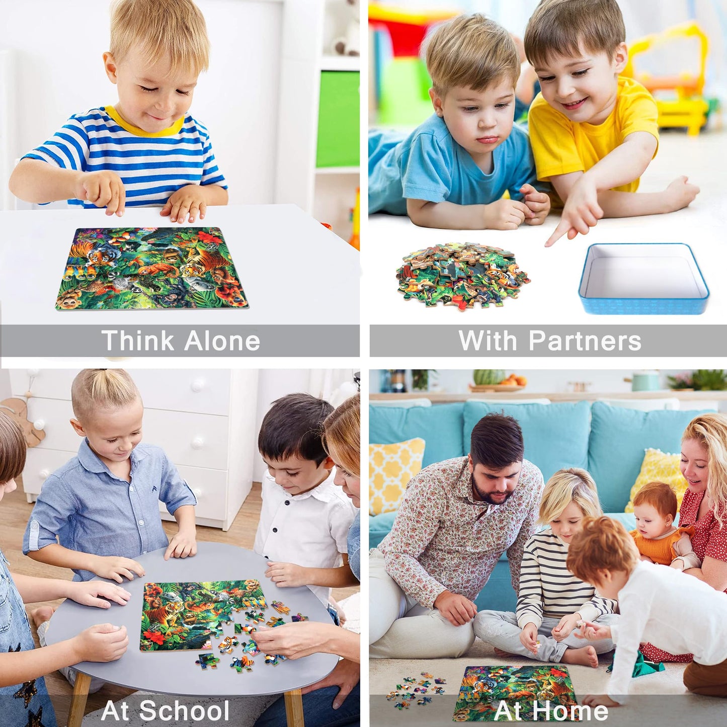 Lelemon Puzzles For Kids Ages 4-6, Jungle Puzzle 60 Piece Puzzles For Kids In A Metal Box, Educational Kids Puzzles Jigsaw Puzzles Childrens Puzzle Games Puzzle Toys For Girls And Boys