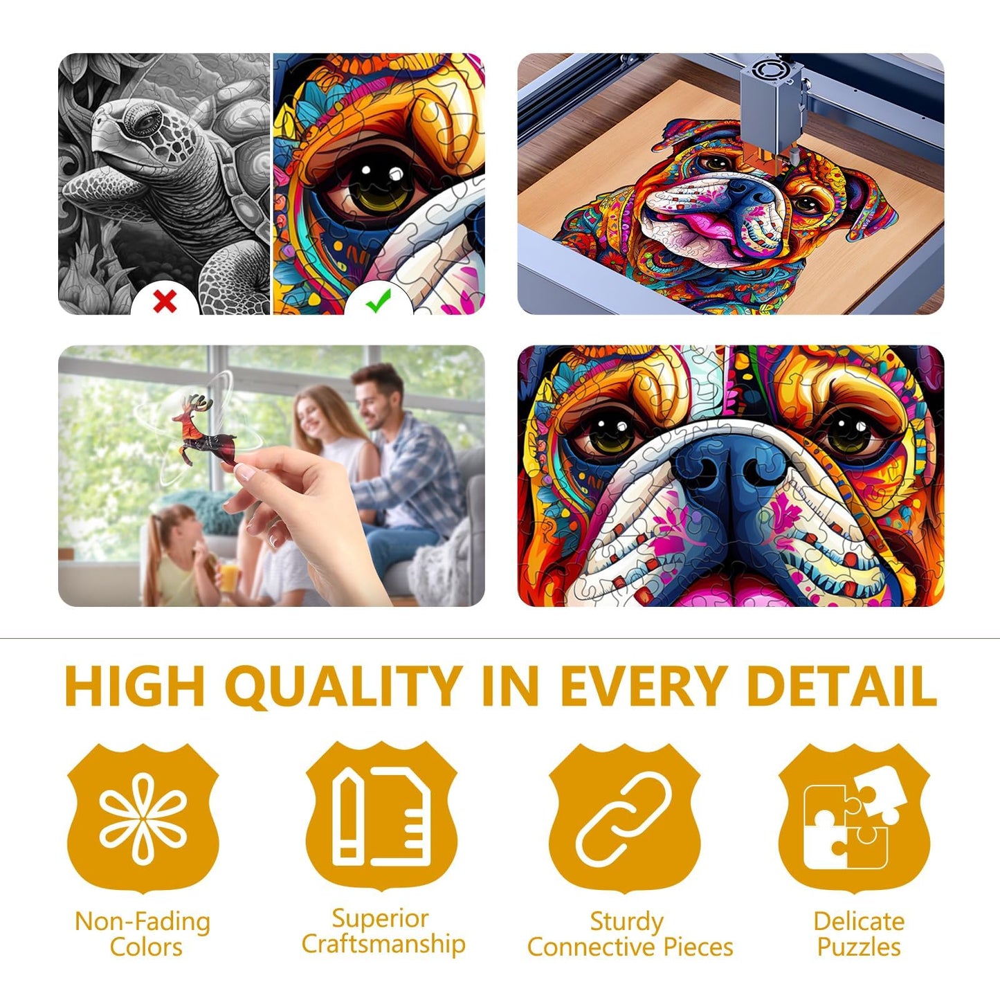 Wooden Puzzles For Adults - Advanced Bulldog Wooden Puzzle Unique Shape Dog Puzzle Wooden Jigsaw Puzzles For Adults, Wood Puzzle