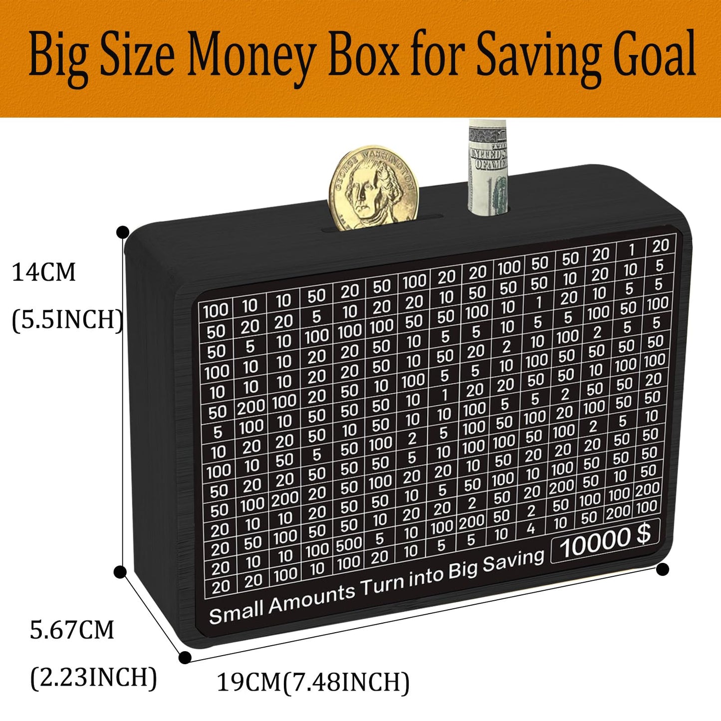Money Saving Box Cash Vault Wooden Savings Challenge Box Piggy Bank For Adults Kids Budgeting And Savings Goals Coin Bank For Bo