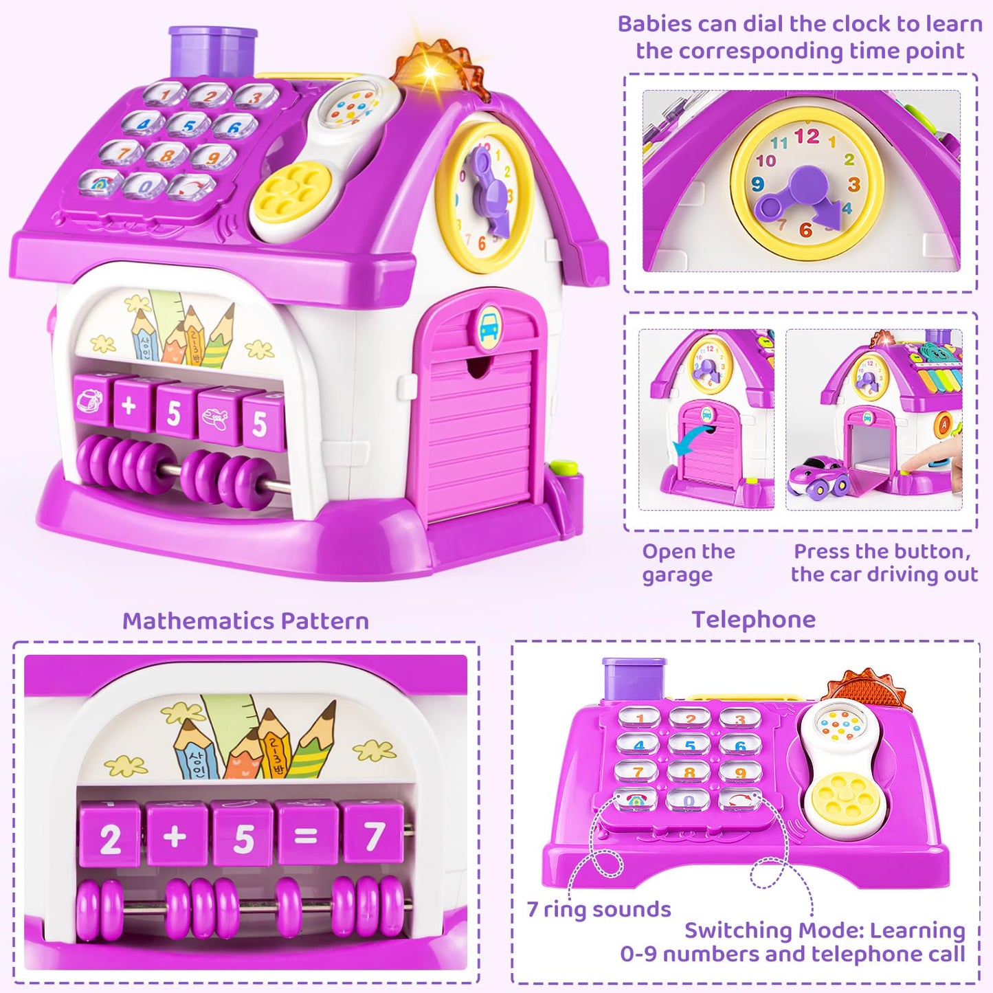 Marstone Montessori Toddler Toys For 1 Year Old Girl Gifts: 8 In 1 Multi-Functional Learning Baby Musical House For 1 2 3 Yr Old