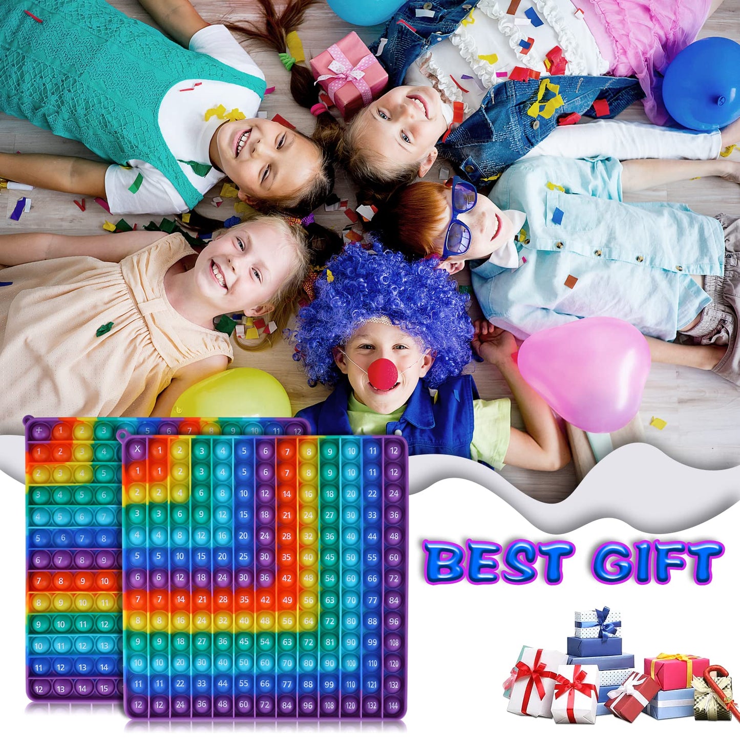 Ek-Memory-Fish Multiplication Game Table Digital Multiplication Board Game, Addition And Multiplication In One, Rainbow Dimple Fingertip Toy, Create Stress-Relieving Math Manipulation (1 Piece)