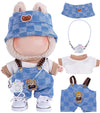 4pcs Handcrafted Doll Clothes Set for 15cm/17cm Labubu Dolls (No Doll No Shoes) Cute and enhanced Outfits Accessories Stylish Clothes for Boys Girls Birthday Collectors (Blue Overalls Set) AK053BL